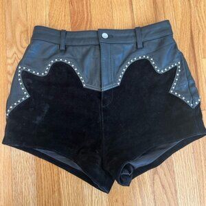 Understated Leather Black Studded Shorts Sz Small